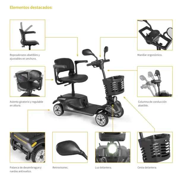 Scooter Electrica Urbana Ambar Wellell Motor 350w Y Asiento Giratorio 360 - imagen 18