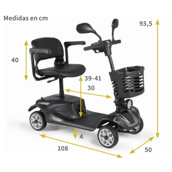 Scooter Electrica Urbana Ambar Wellell Motor 350w Y Asiento Giratorio 360 - vista detalle